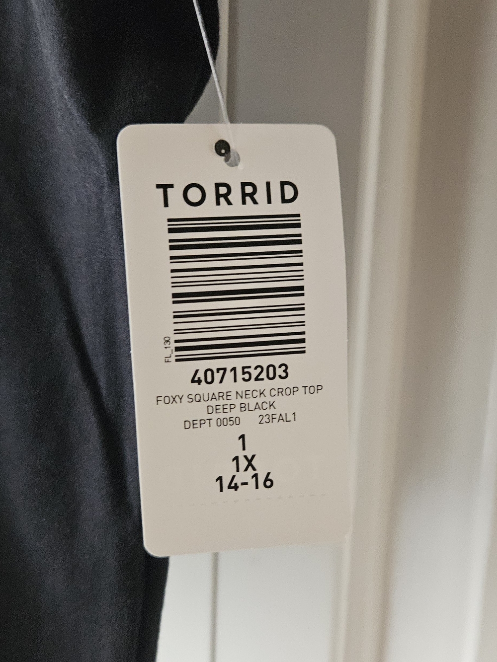 Torrid Foxy Square Neck Crop Top - Deep Black